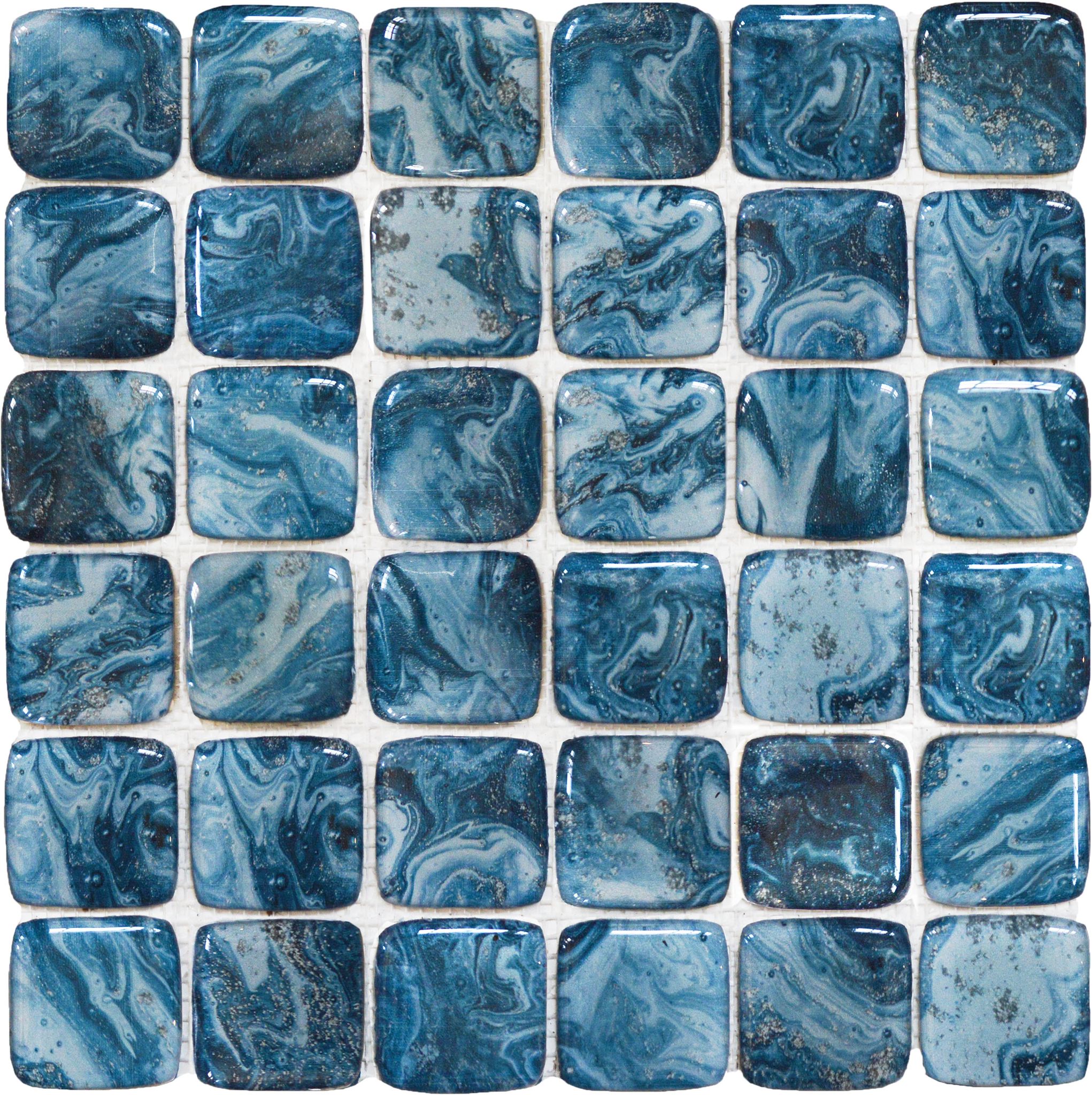 Glass Square Blue Marble Pattern Mix Mosaic | Diversity Kitchen Bath & Tile