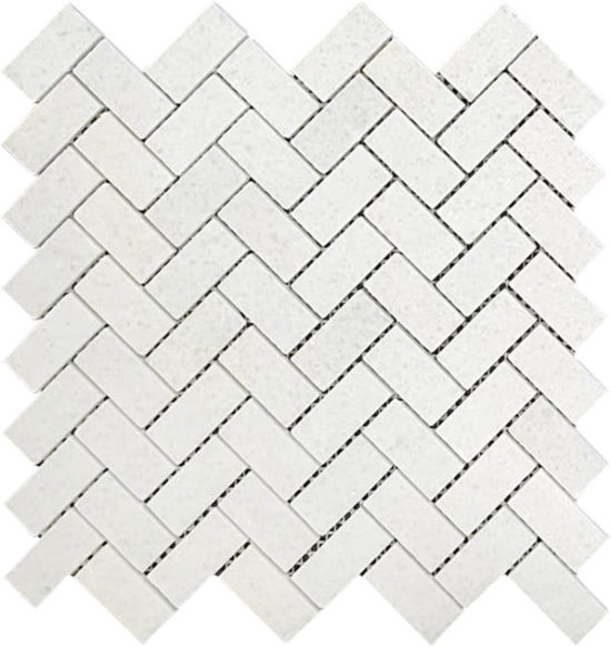 Herringbone Crystal White Marble Polished 1"x2"