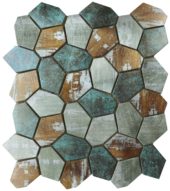 Hexagon Aluminum Mix Green Grey Beige 11.4"x12.2" | Diversity Kitchen Bath & Tile