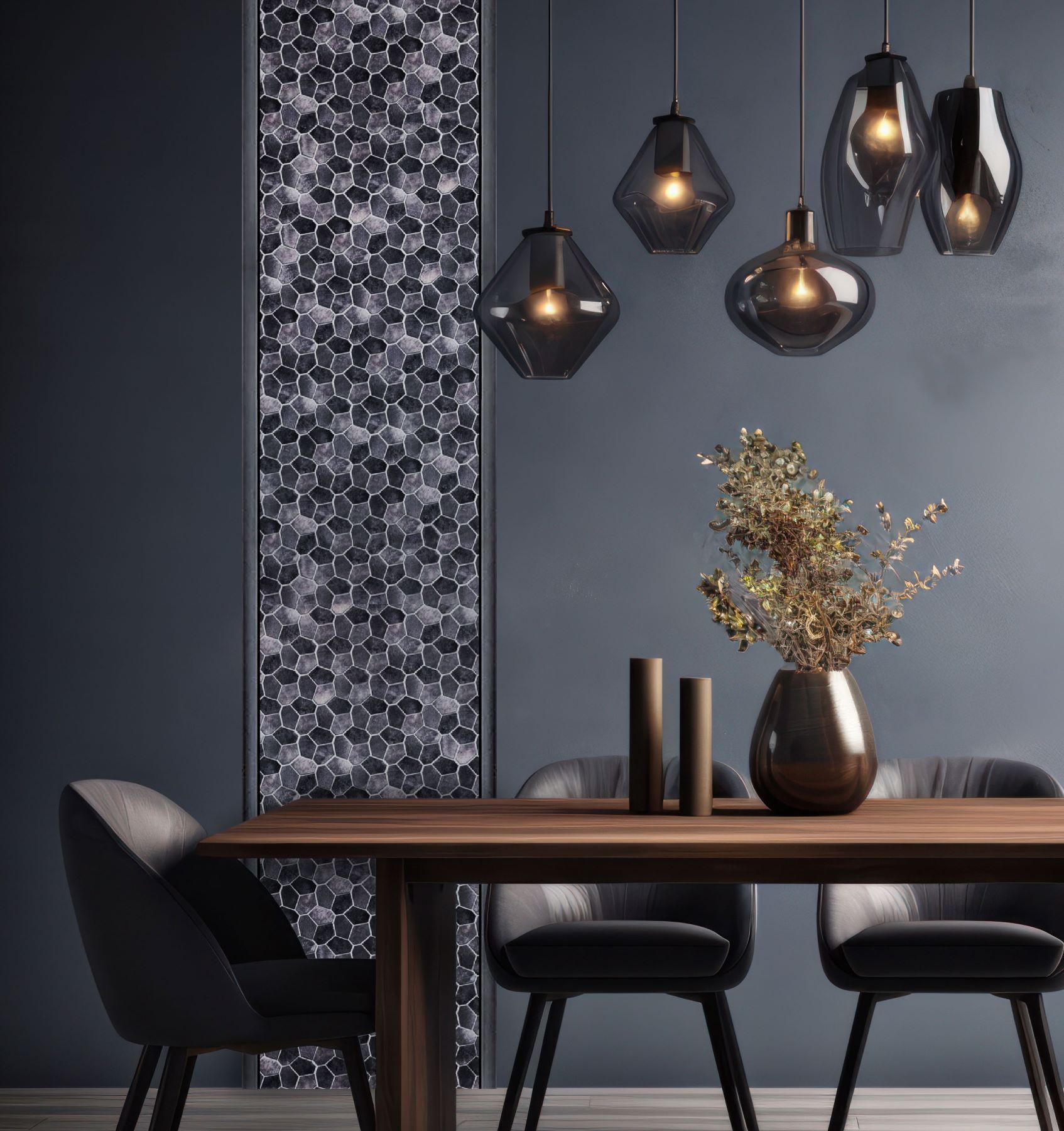 Hexagon Aluminum Mix Grey Mosaic  | Diversity Kitchen Bath & Tile