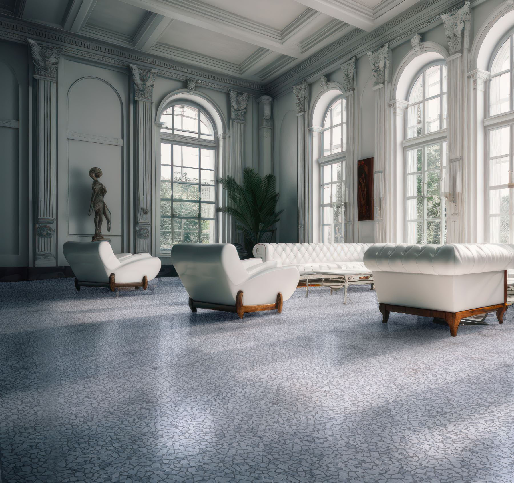 Mini Opus Matte White Grey Marble Stone Interlocking 2 | Diversity Kitchen Bath & Tile