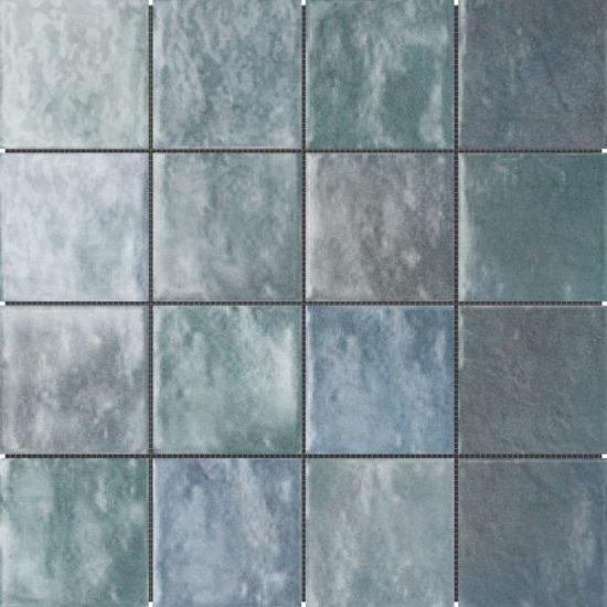 Zellige Glazed Ceramic Soft Blue Mix 3"x3" Mosaic