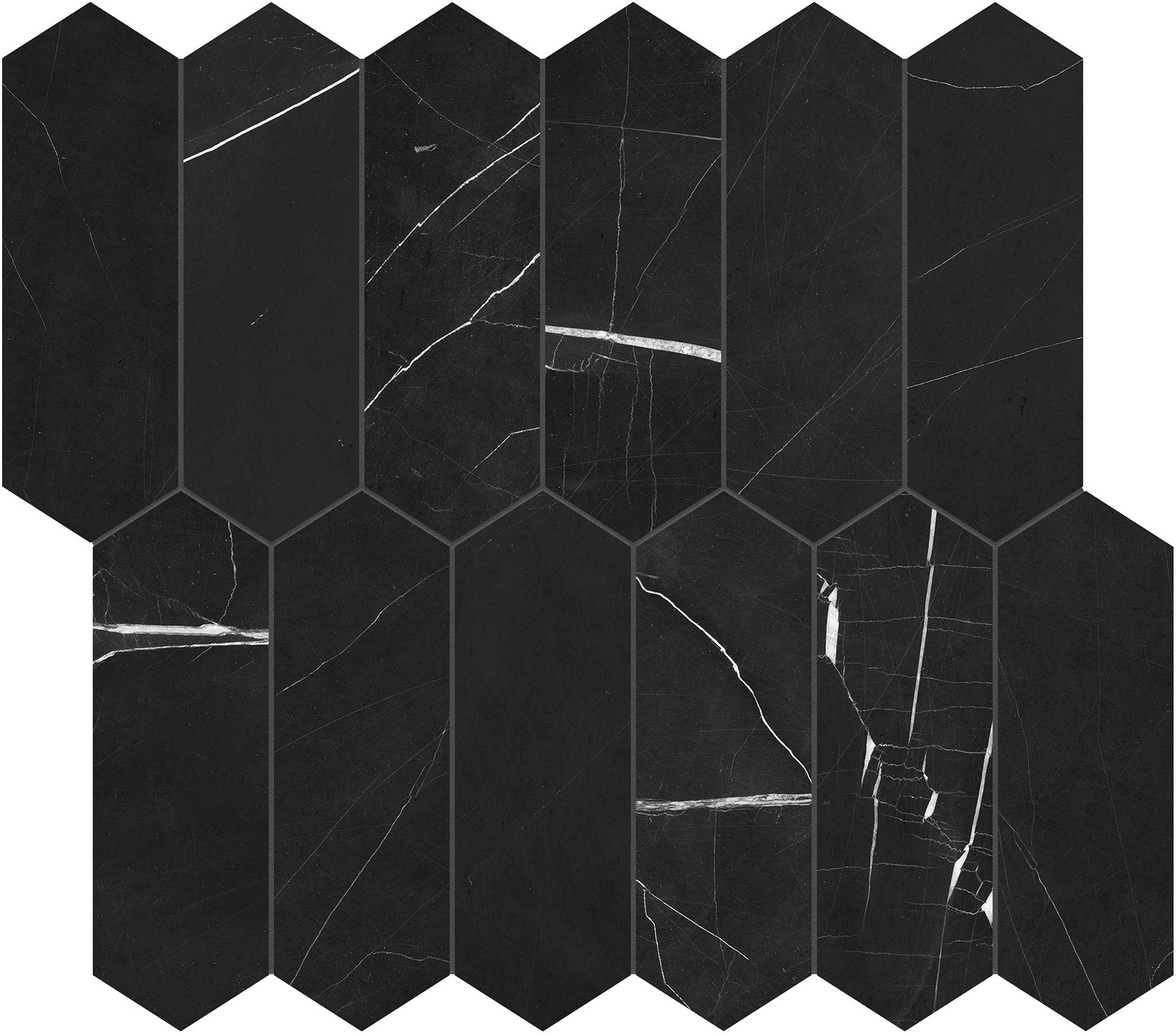 Galaxia Nero 2x6 Picket Mosaic