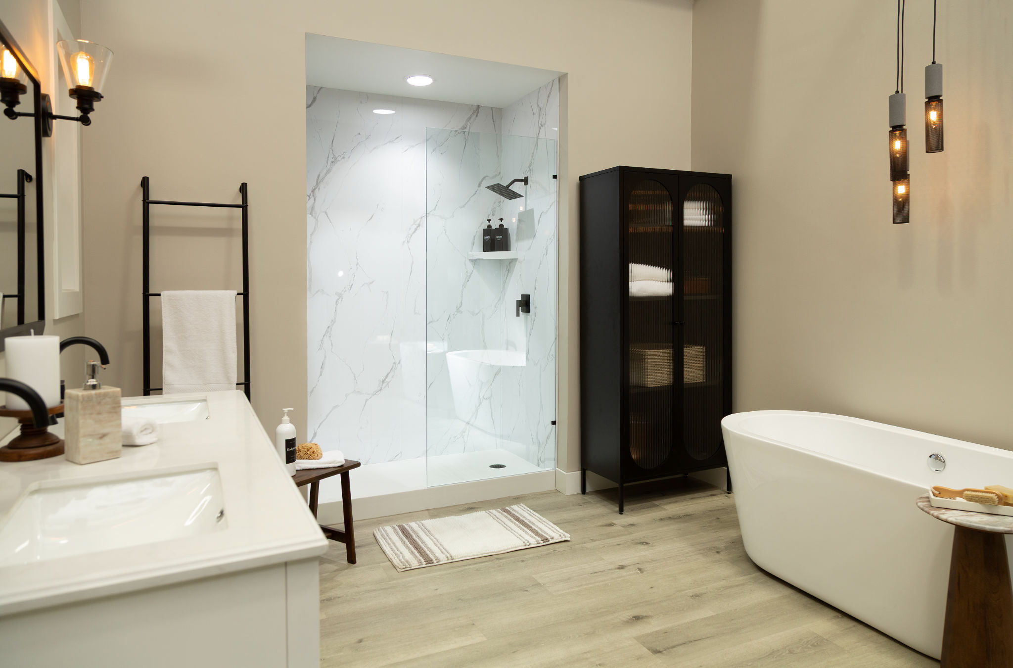 Carrara Marble Gloss Shower Wall Kit 32x60x94 | Diversity Kitchen Bath & Tile
