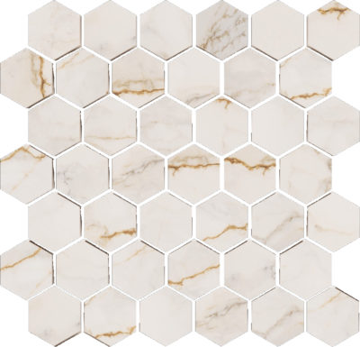 Treasure II Perfect Calacatta 2″ Hex Polished